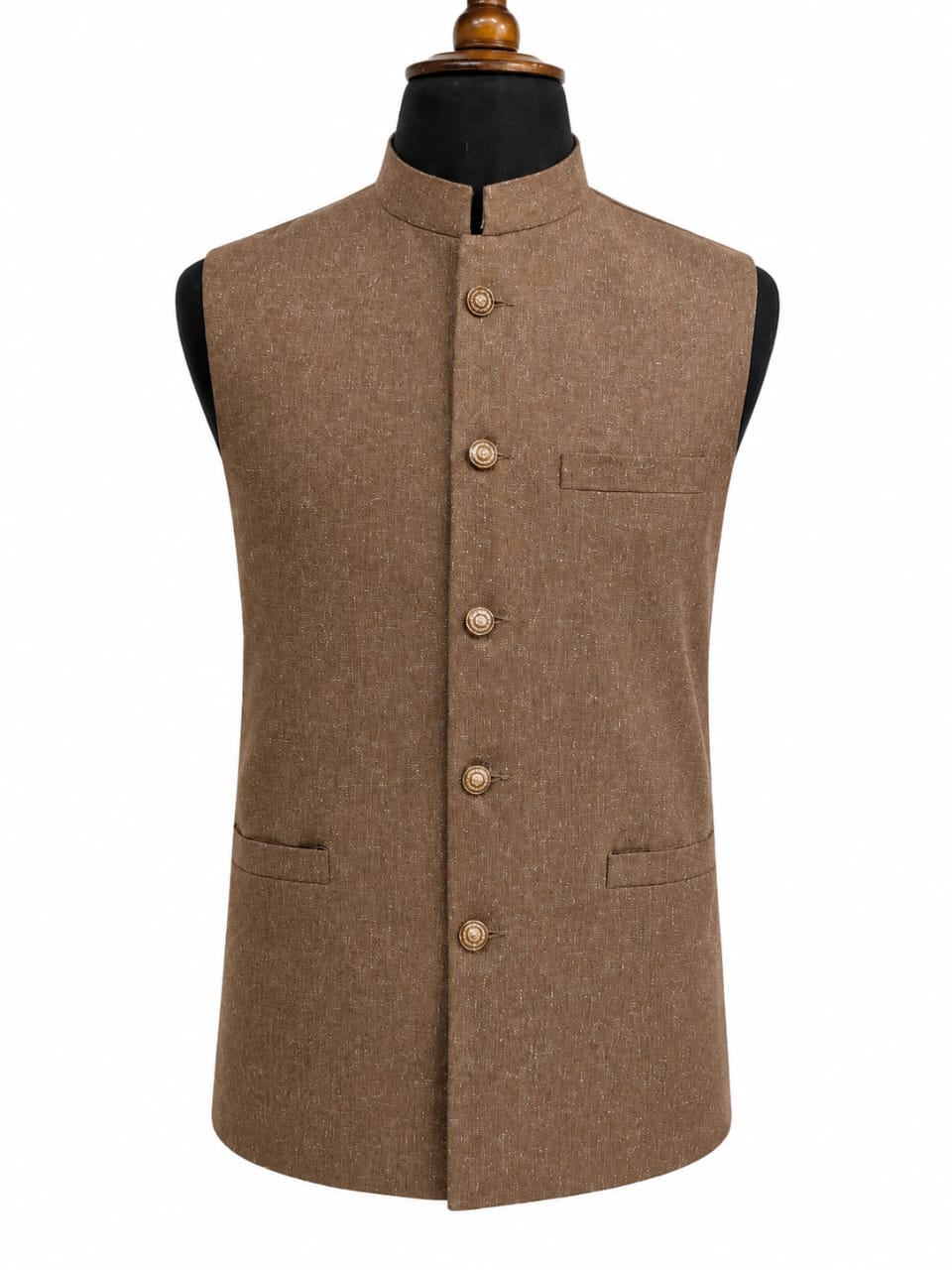 Brown Embossed Waistcoat for Men
