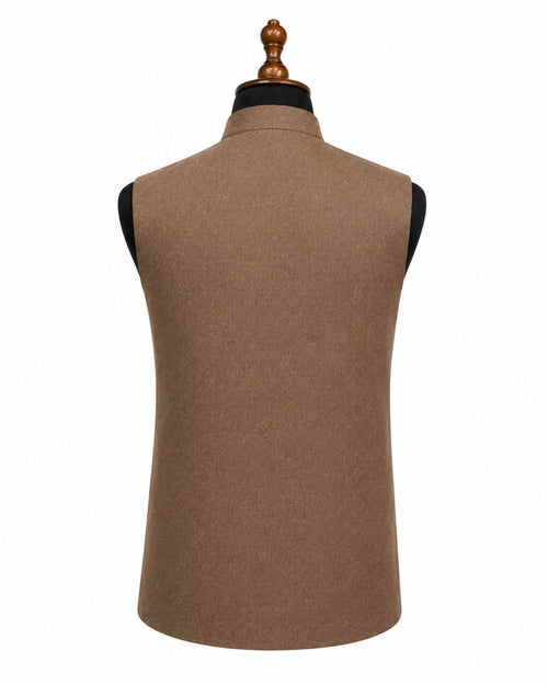 Brown Embossed Waistcoat for Men