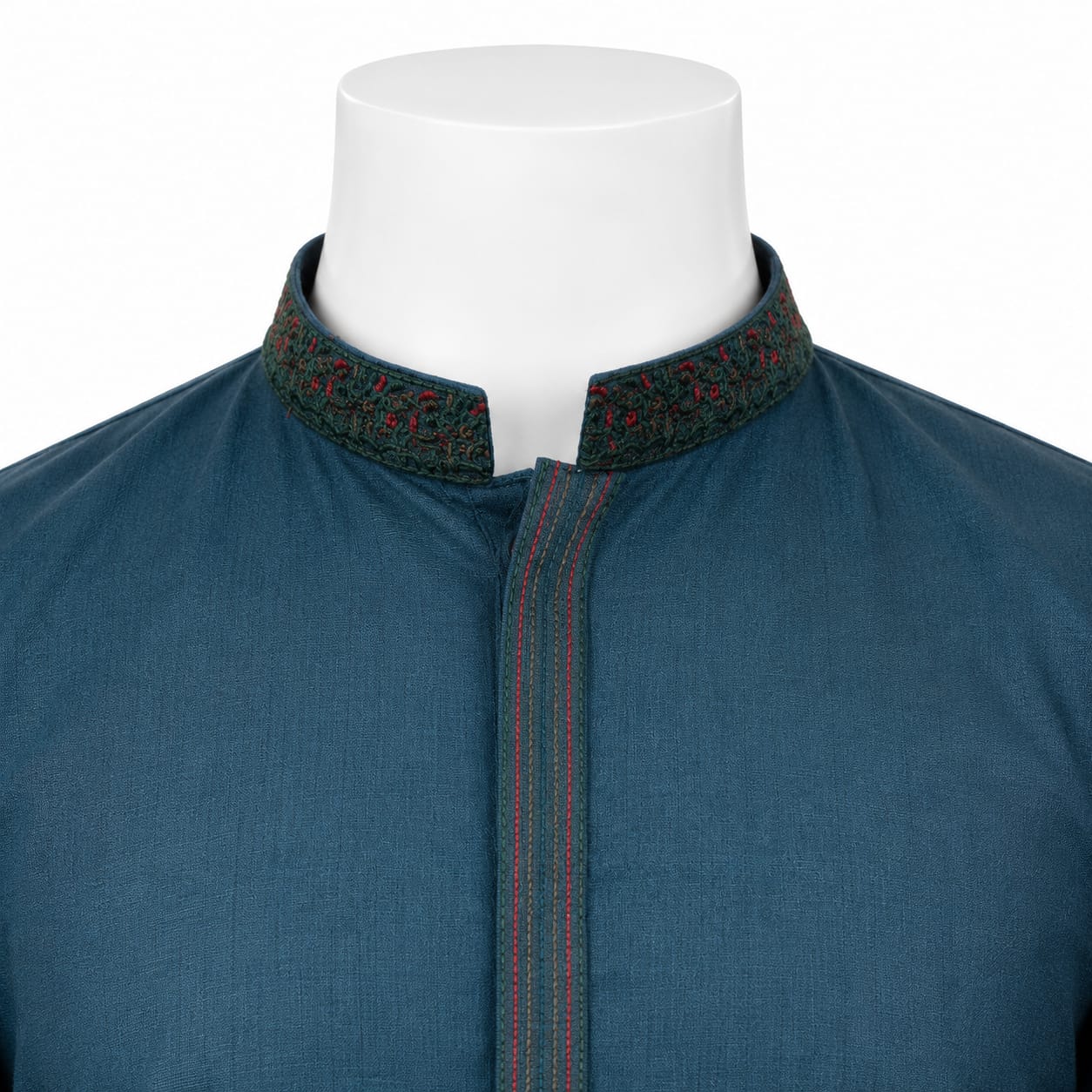 Dark Turquoise Embroidered Kurta Shalwar For Men