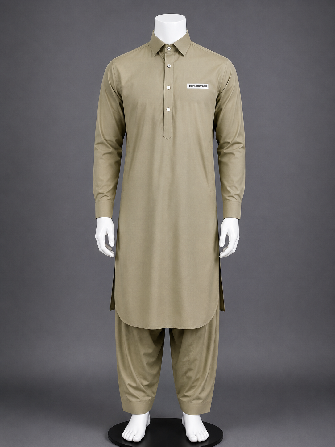 Khaki 100% Cotton Shalwar Kameez
