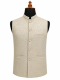 Champagne Beige Textured Waistcoat