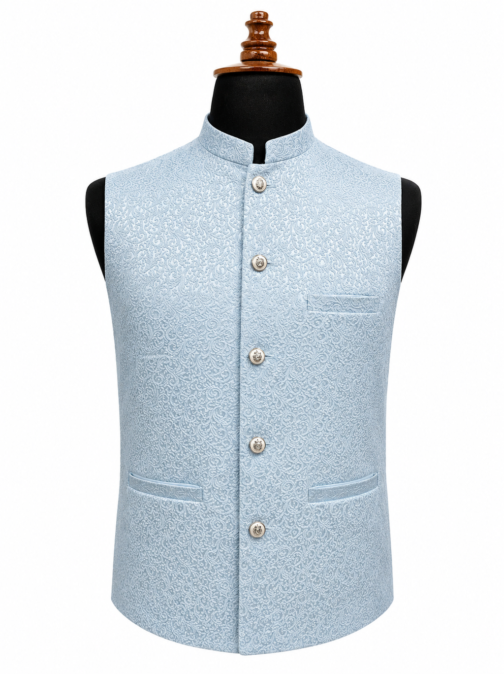 Powder Blue Textured Waistcoat