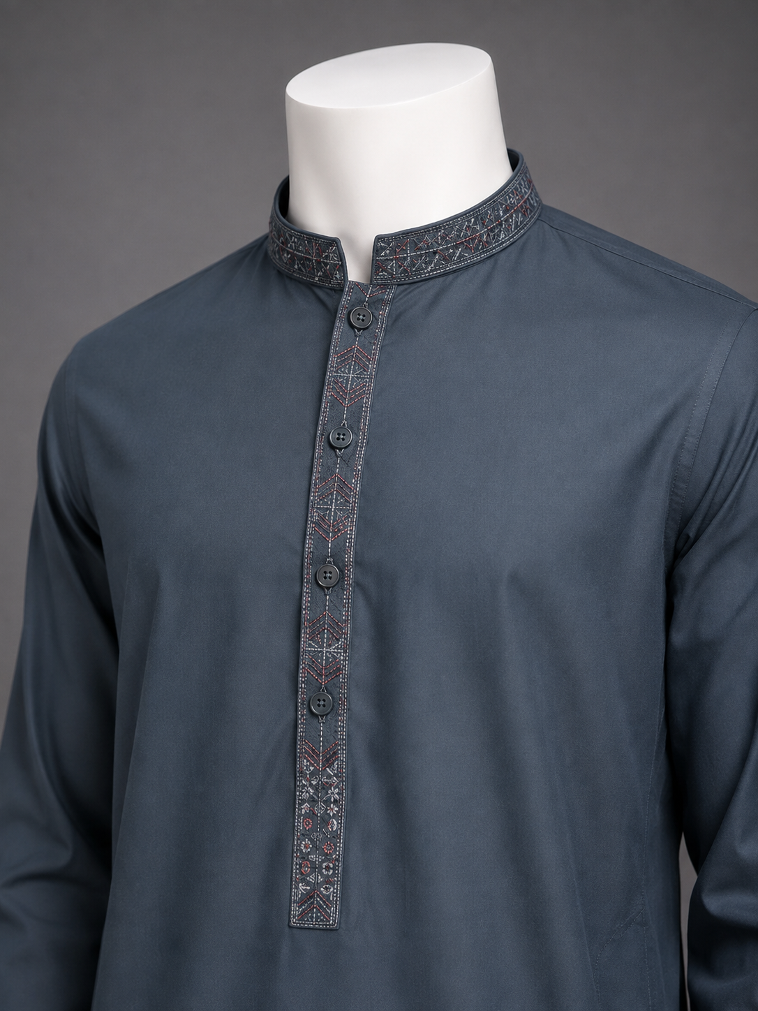 Slate Blue Embroidered Kurta Shalwar