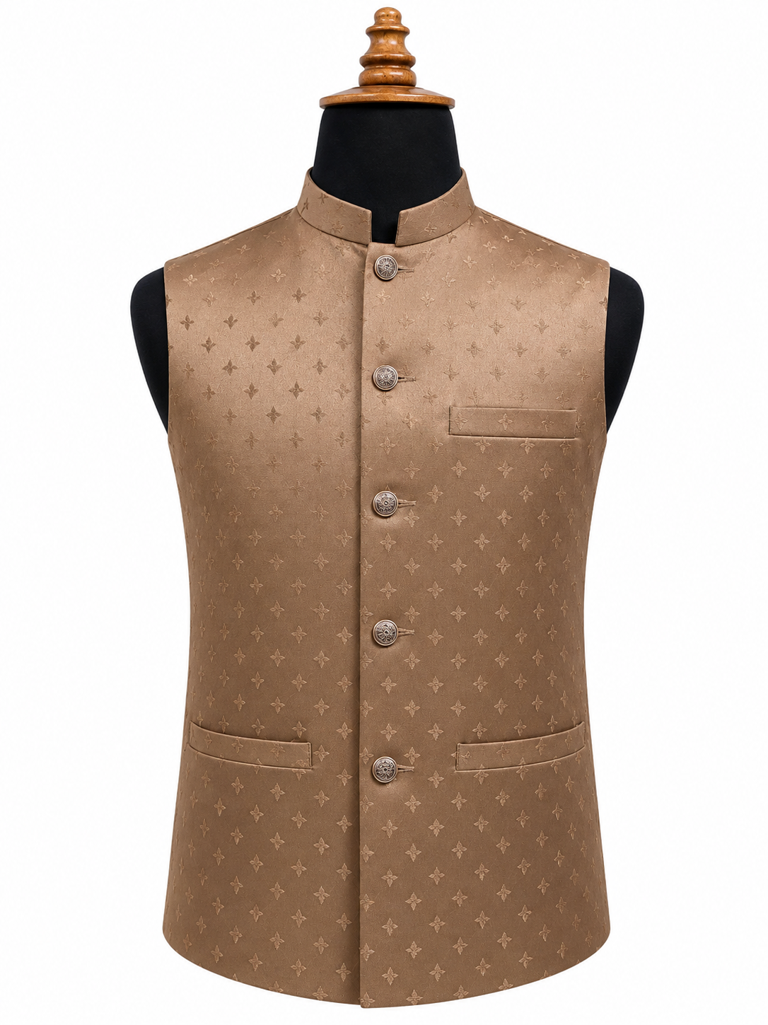Mocha Tan Textured Waistcoat