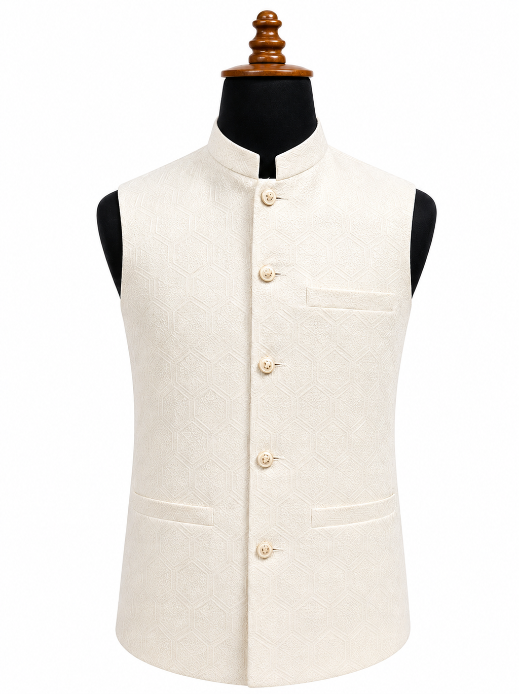 Ivory Patterned Waistcoat