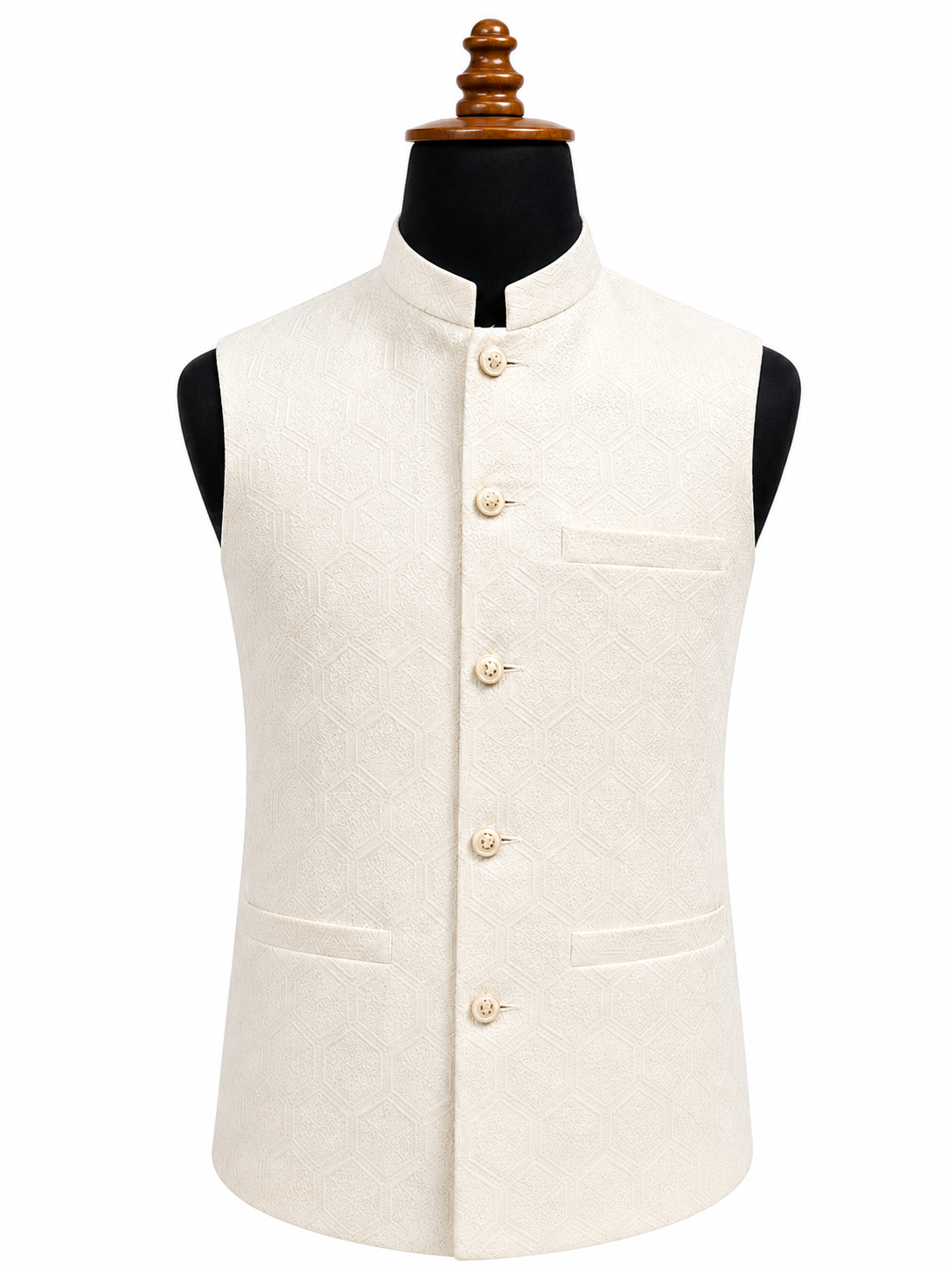Ivory Patterned Waistcoat