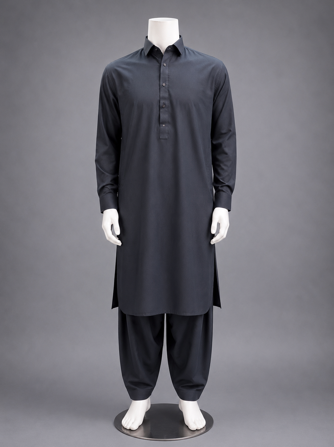 Charcoal Grey Classic Shalwar Kameez