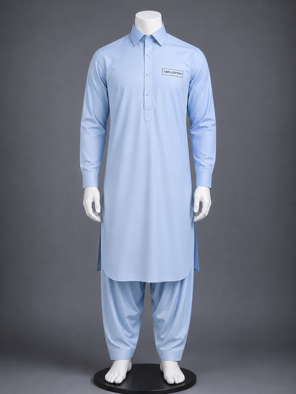 Light Blue 100% Cotton Shalwar Kameez