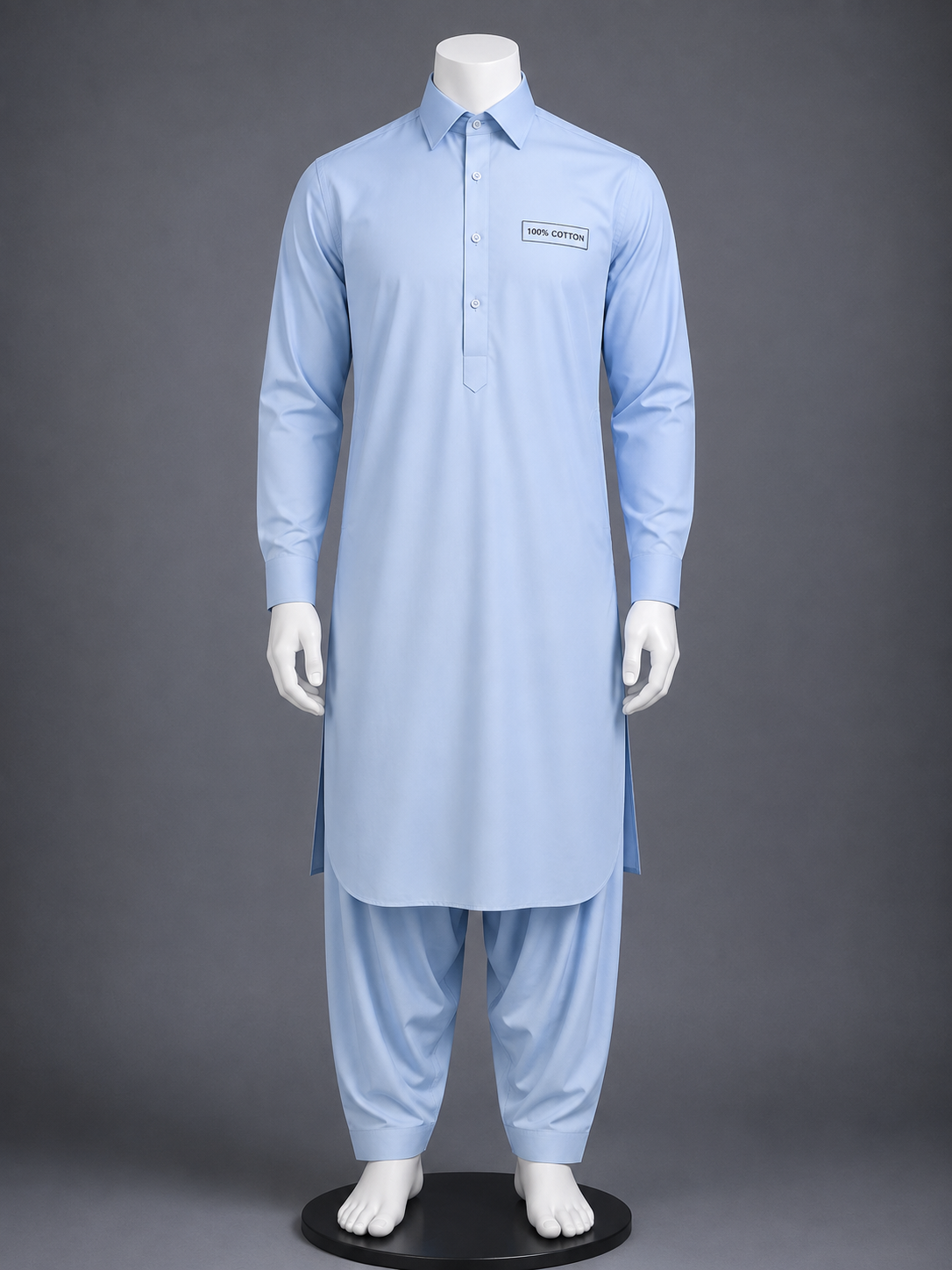 Light Blue 100% Cotton Shalwar Kameez
