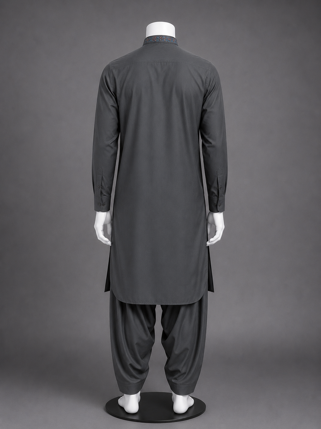 Charcoal Blue Embroidered Kurta Shalwar