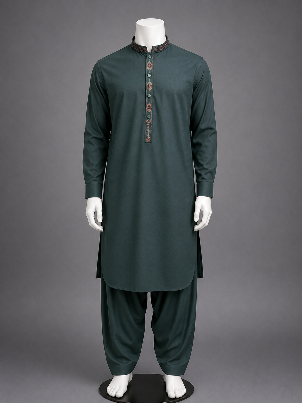 Deep Green Embroidered Kurta Shalwar