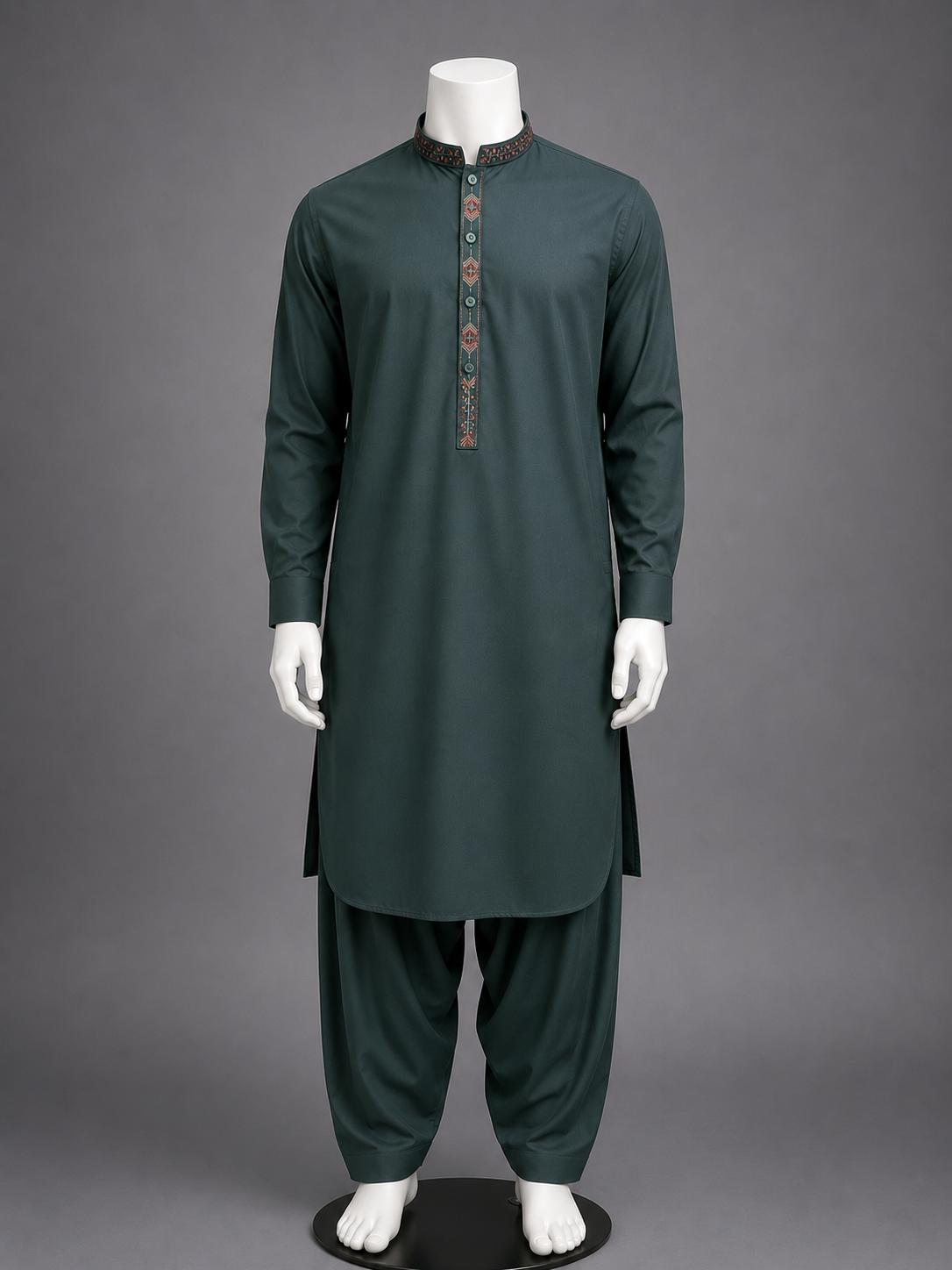 Deep Green Embroidered Kurta Shalwar