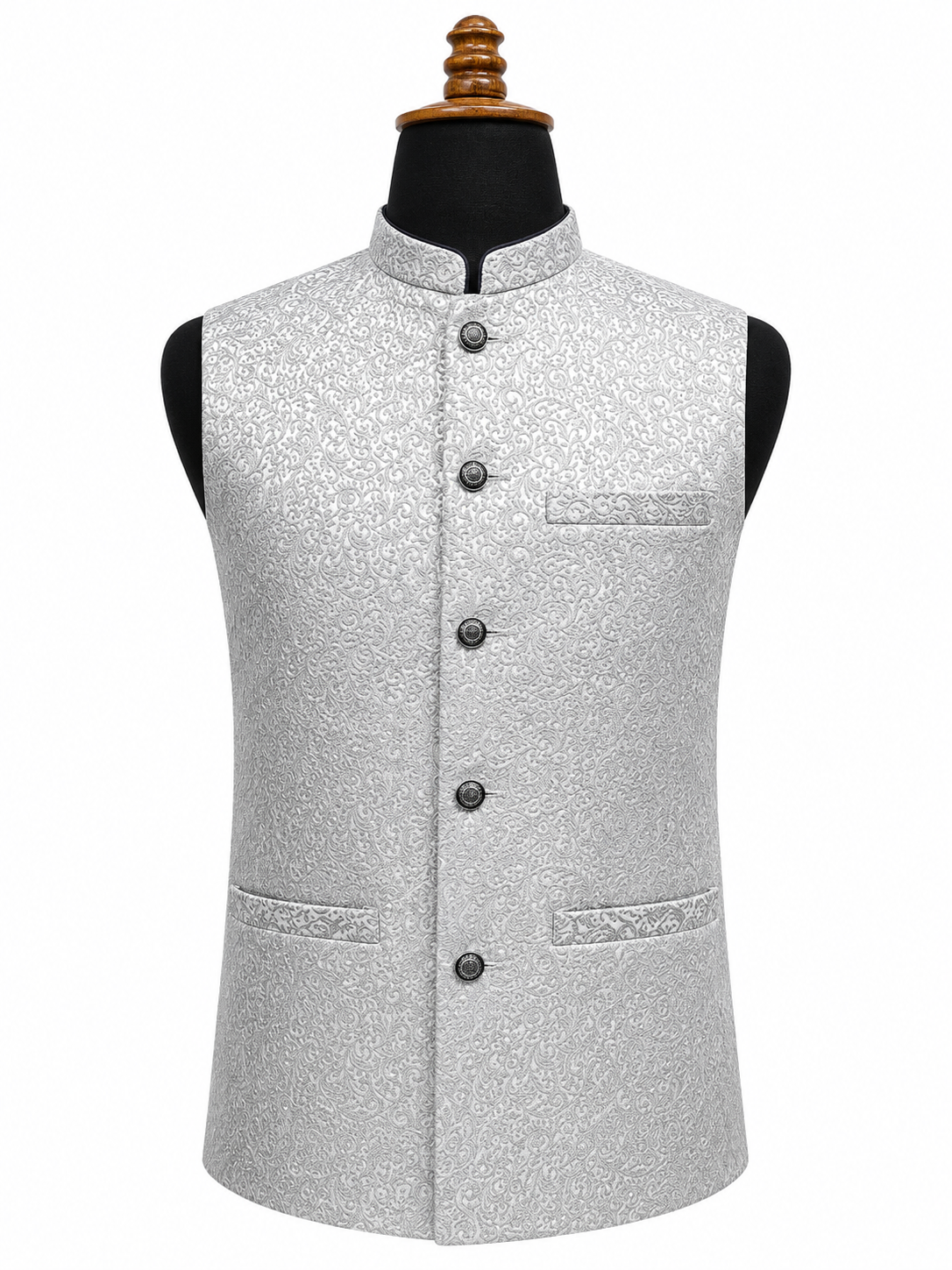 Silver Grey Textured Waistcoat