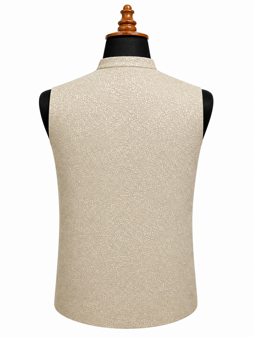 Champagne Beige Textured Waistcoat