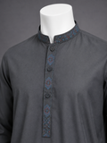 Charcoal Blue Embroidered Kurta Shalwar