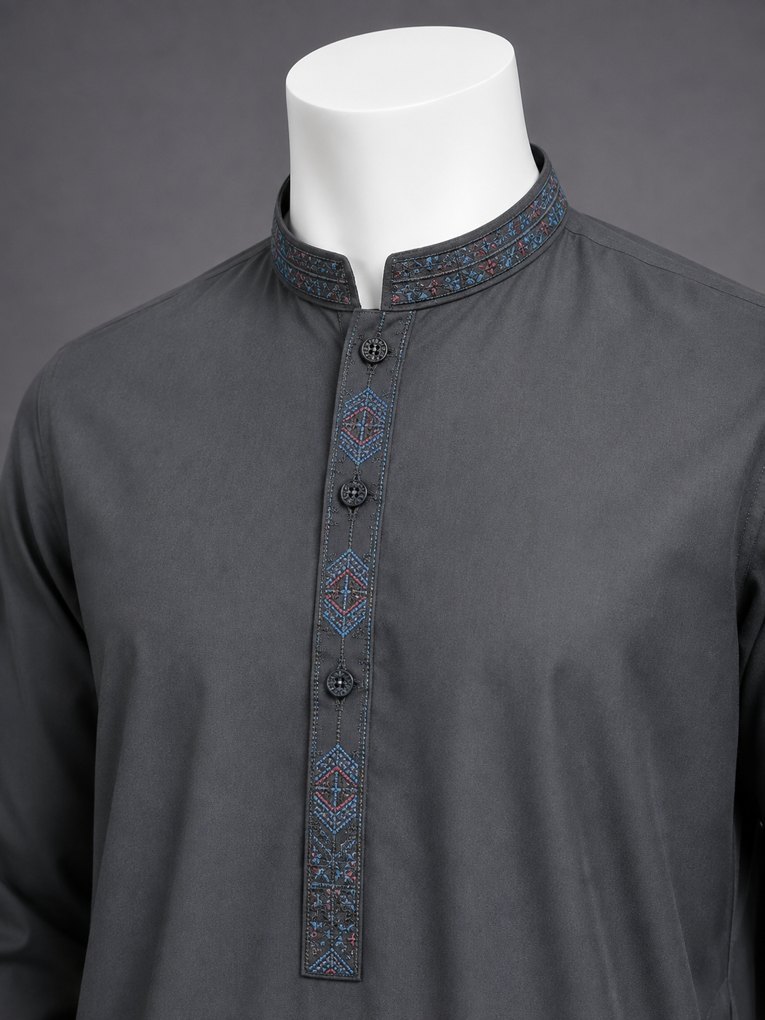 Charcoal Blue Embroidered Kurta Shalwar
