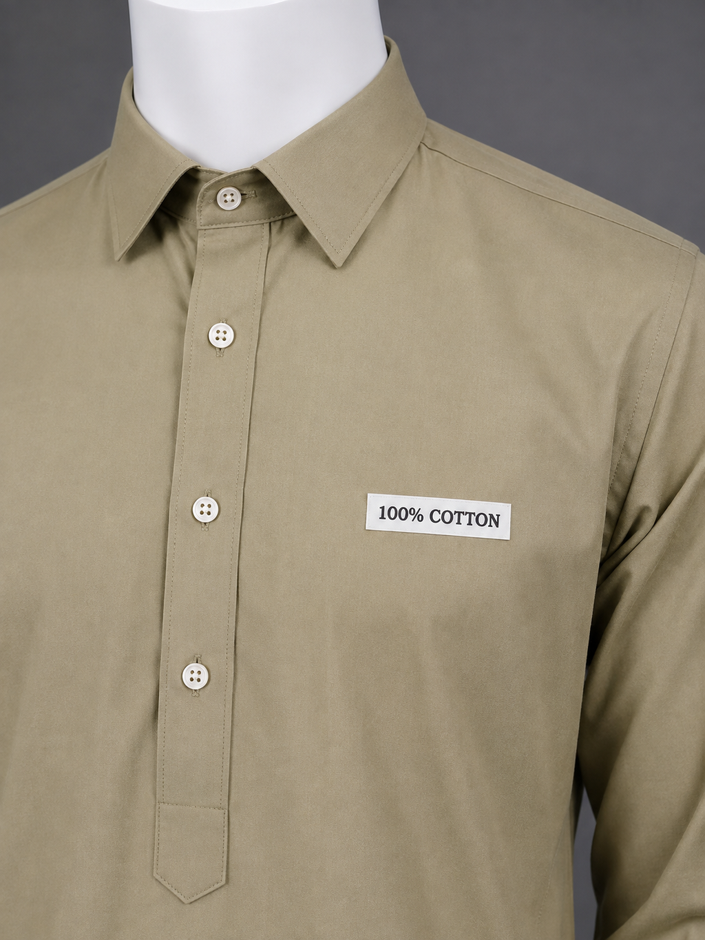 Khaki 100% Cotton Shalwar Kameez