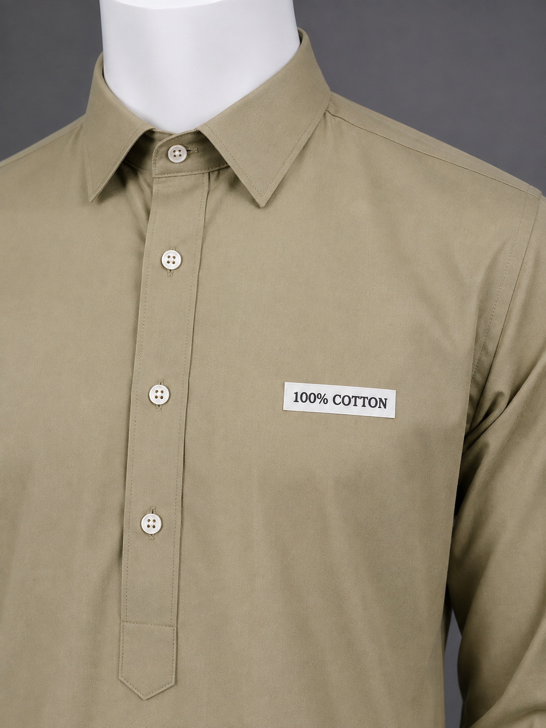 Khaki 100% Cotton Shalwar Kameez
