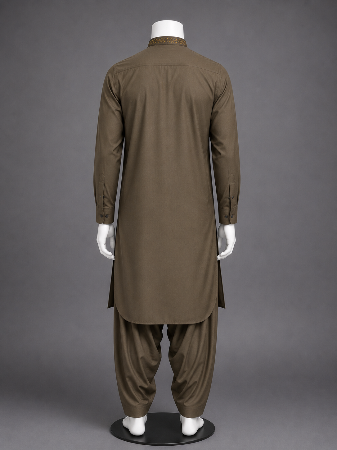 Mocha Brown Embroidered Kurta Shalwar