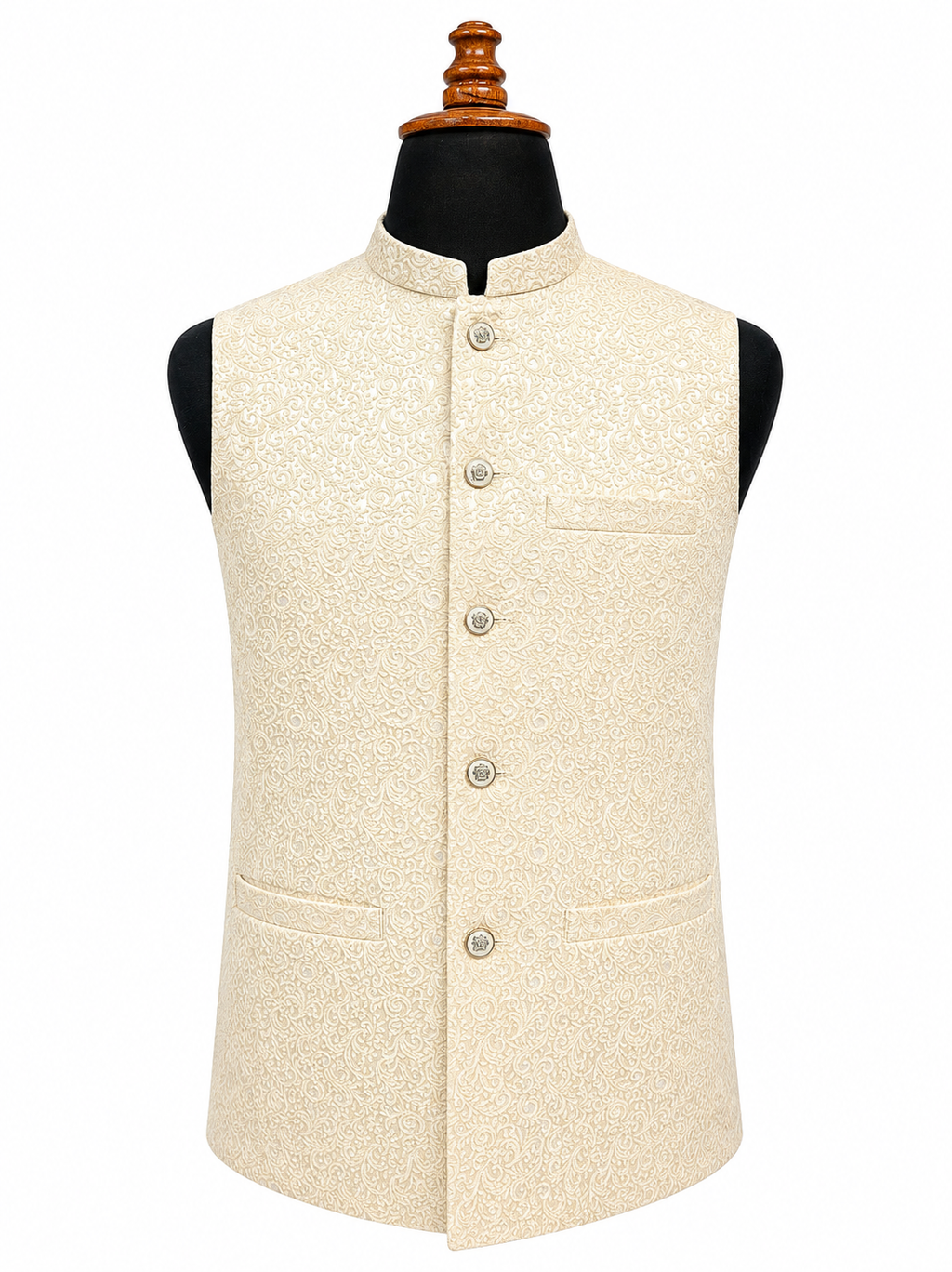 Cream Textured Waistcoat