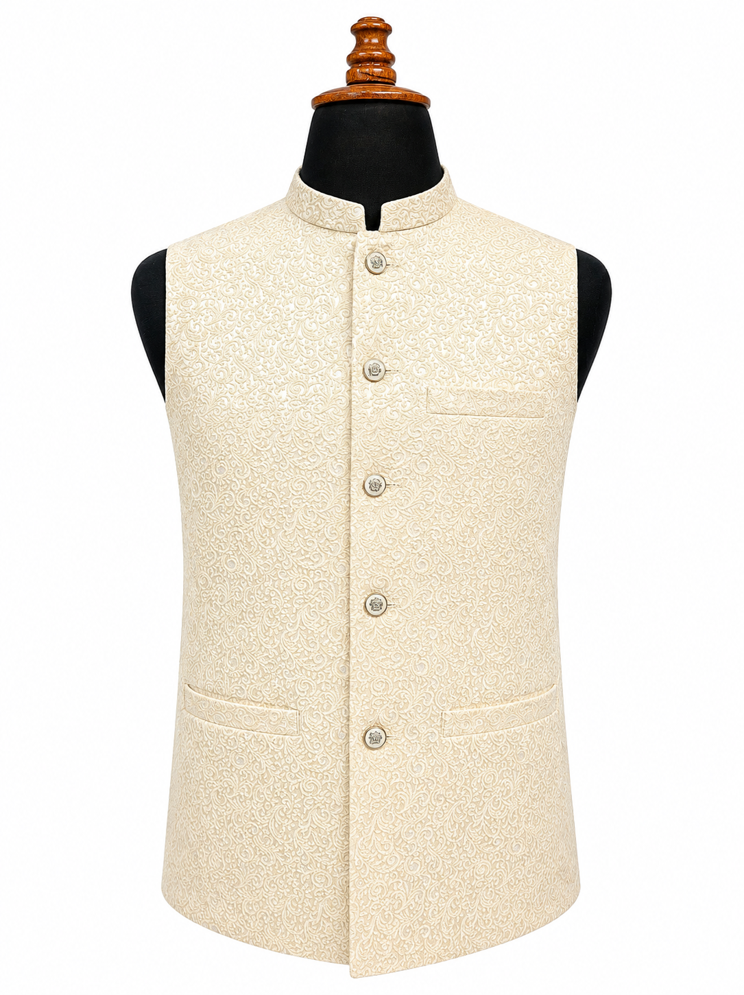 Cream Textured Waistcoat