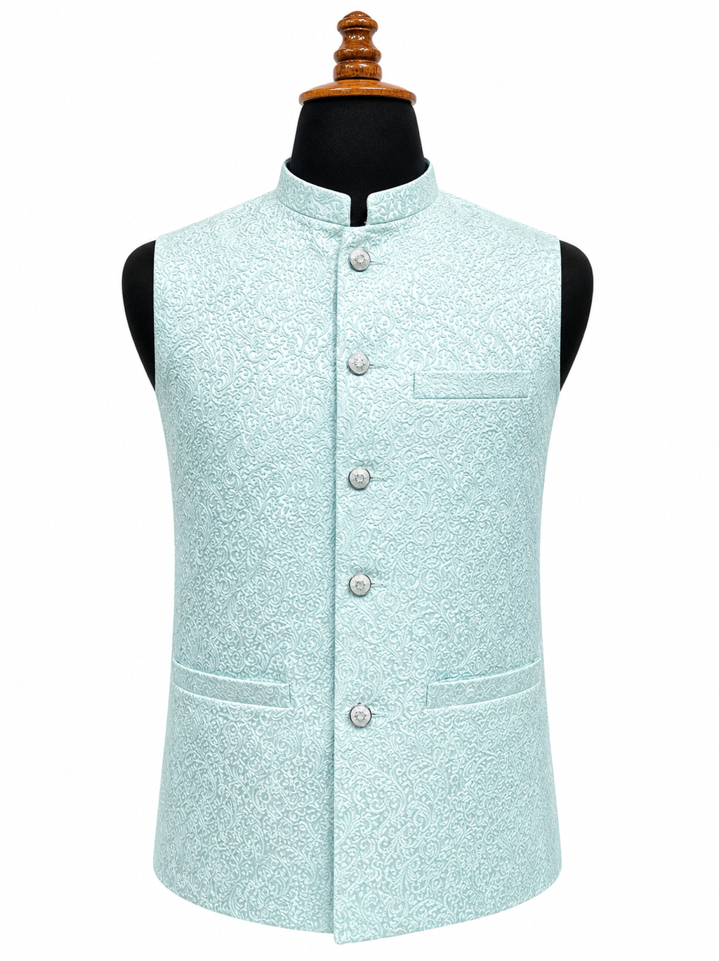 Mint Green Textured Waistcoat