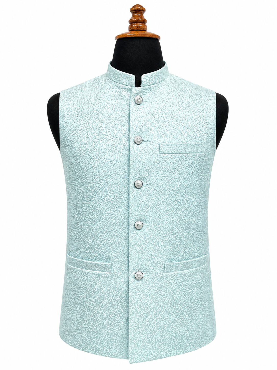 Mint Green Textured Waistcoat