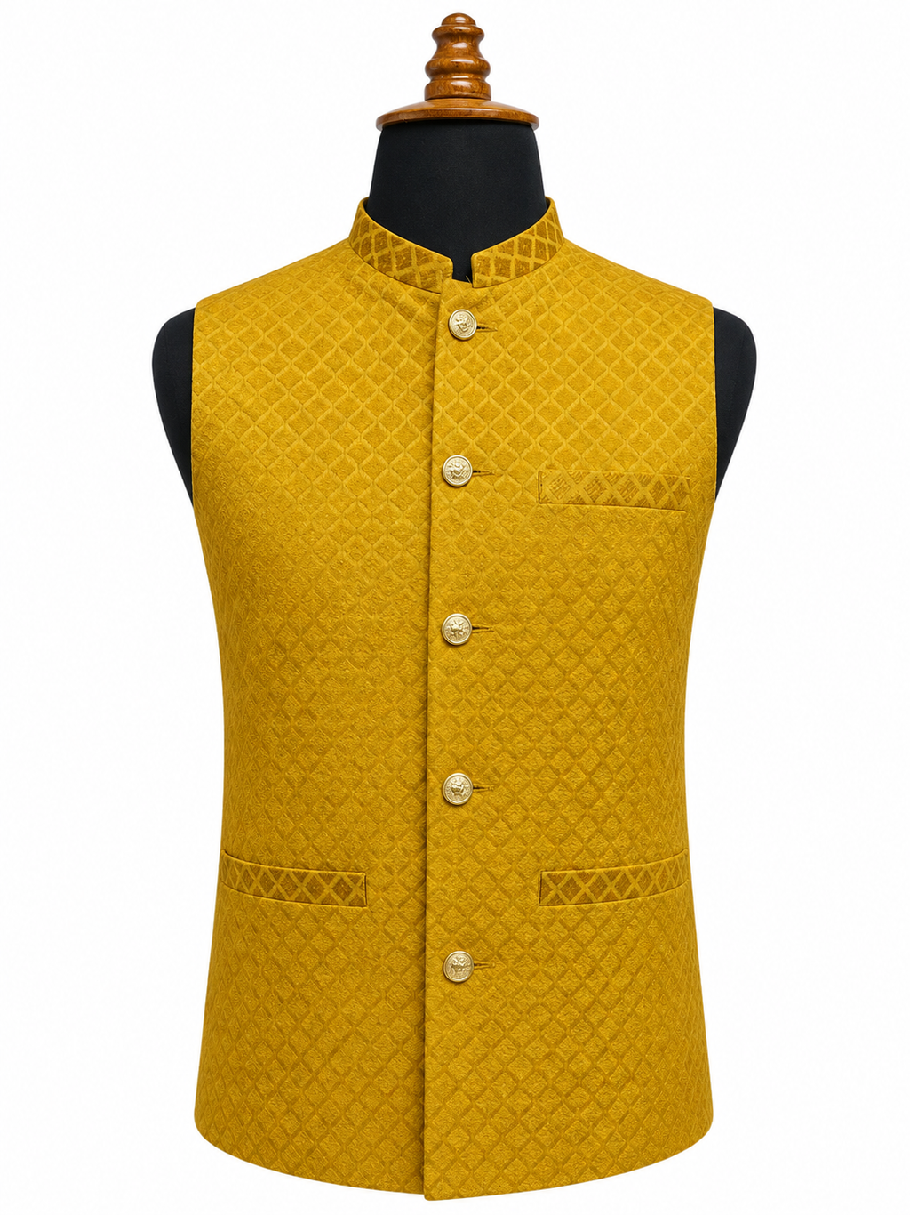 Mustard Textured Waistcoat