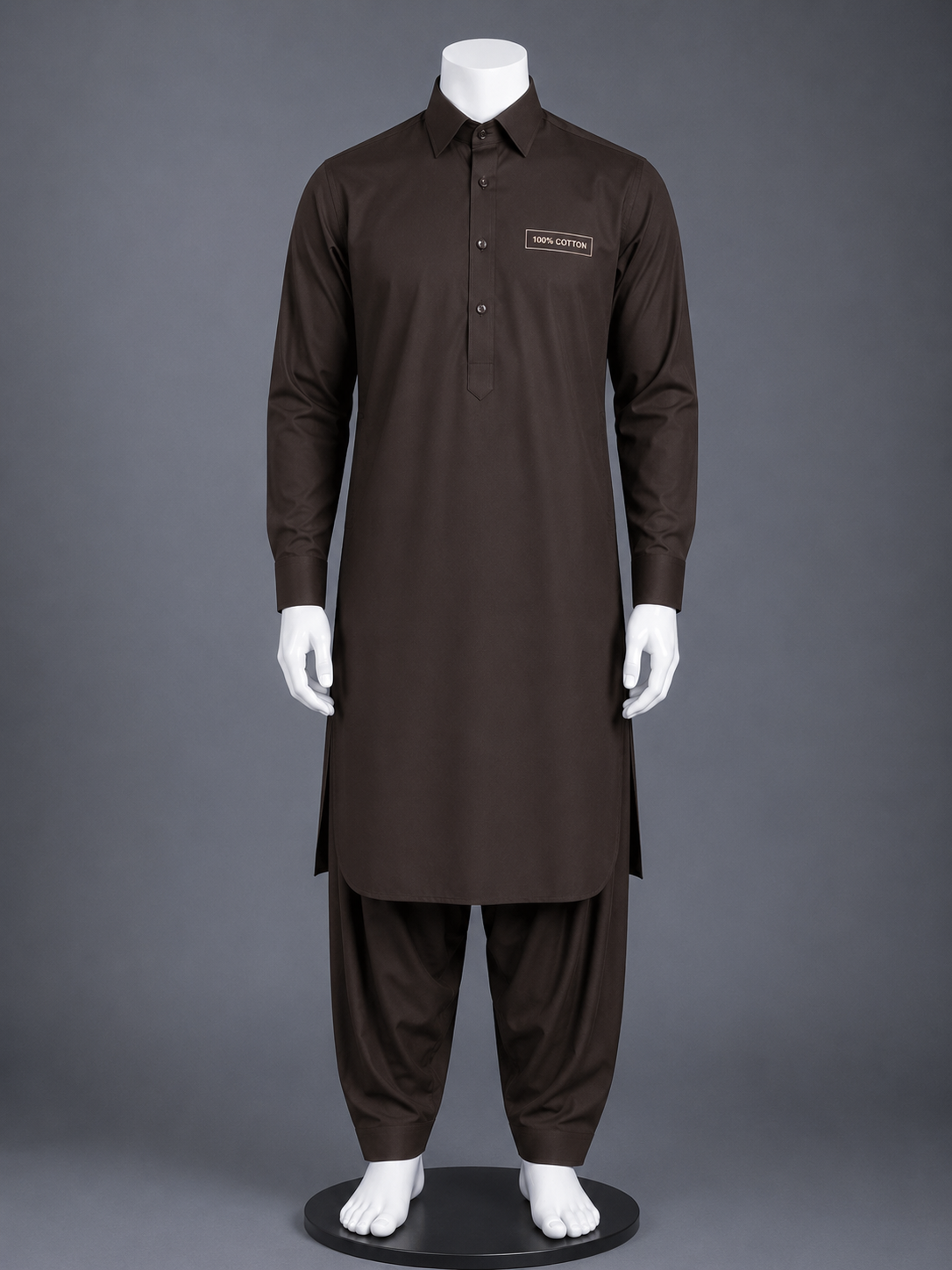 Dark Brown 100% Cotton Shalwar Kameez