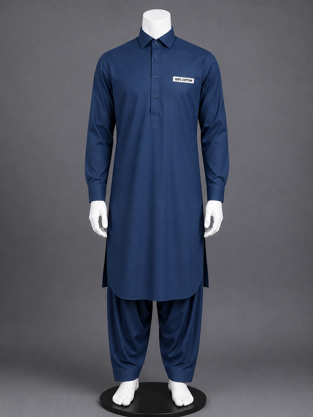Navy Blue 100% Cotton Shalwar Kameez