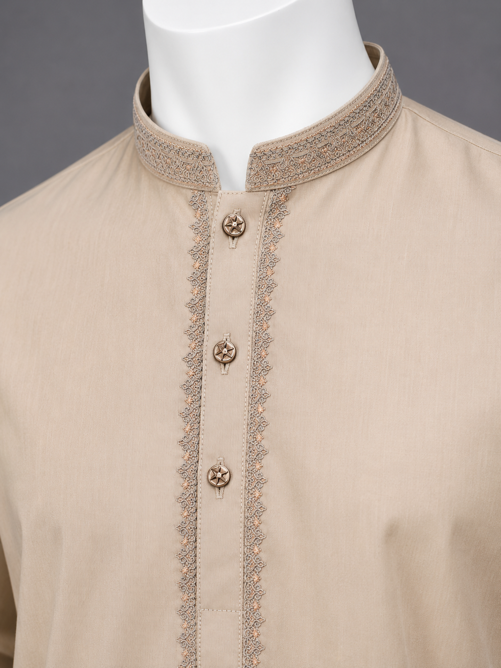 Beige Embroidered Kurta Shalwar