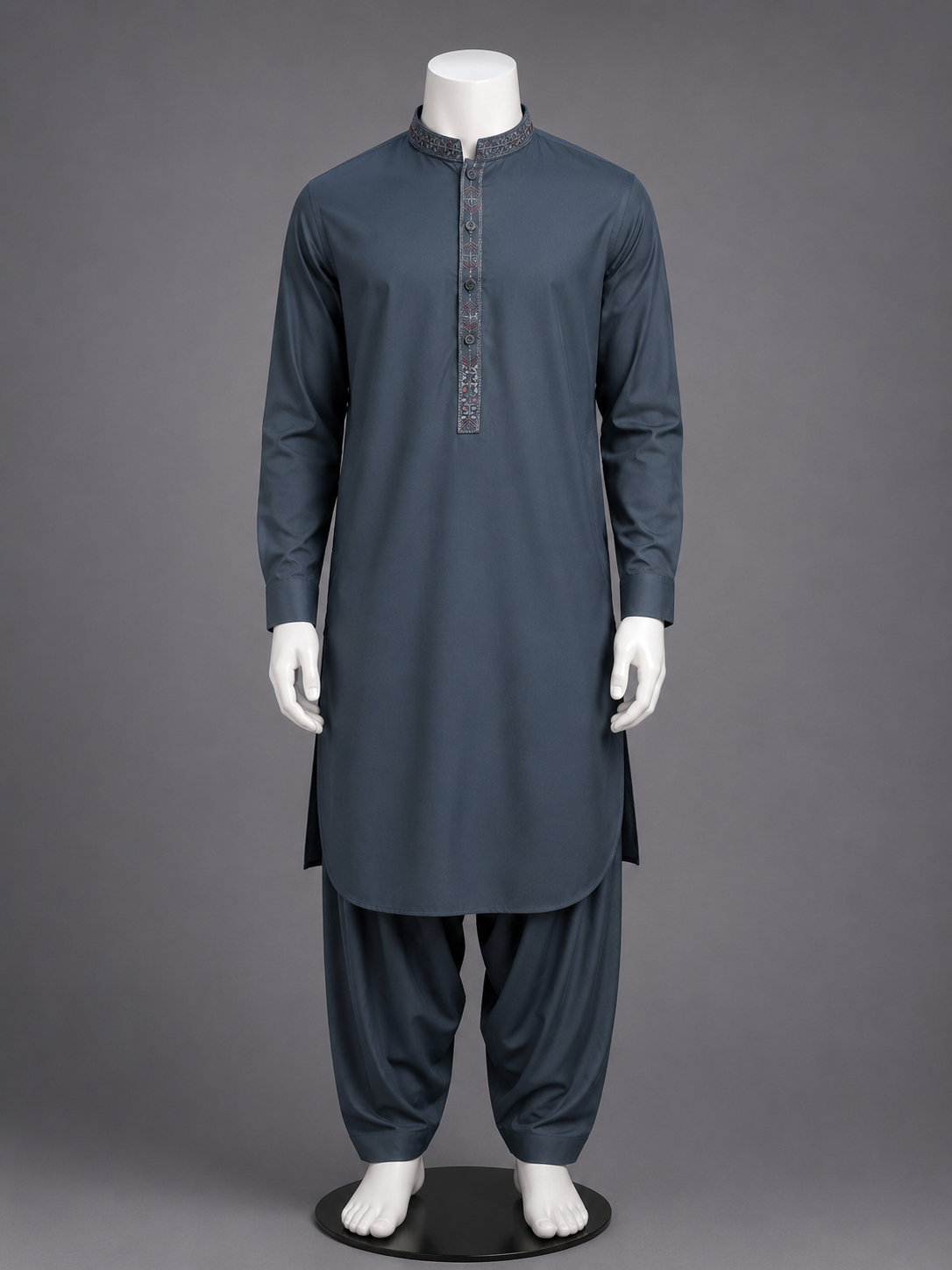 Slate Blue Embroidered Kurta Shalwar