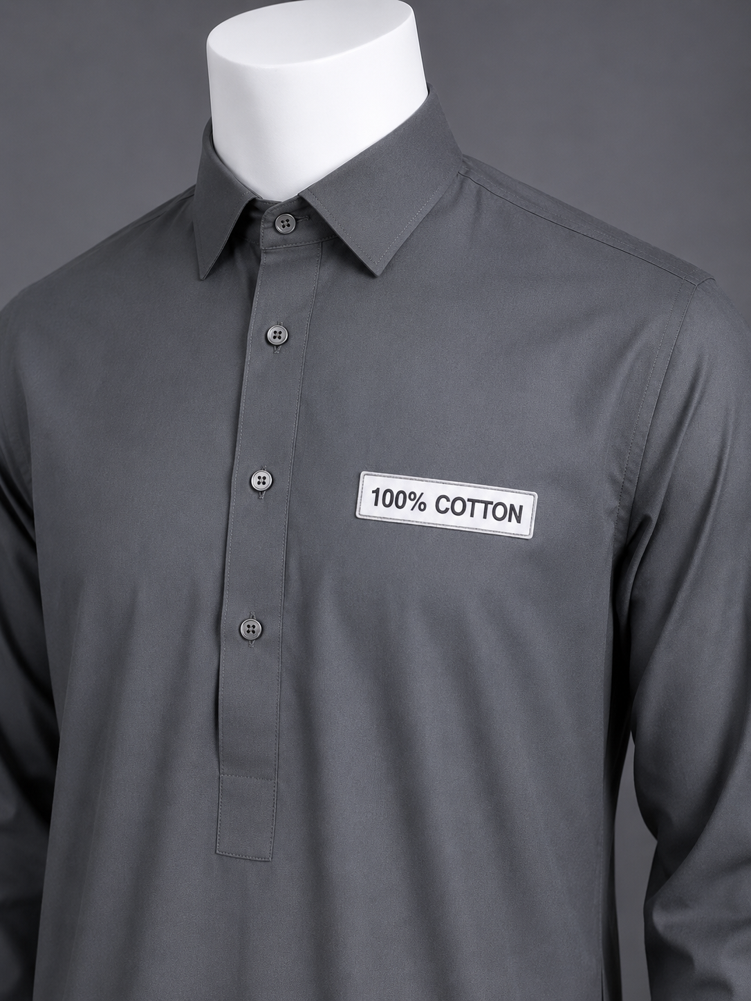 Charcoal Grey 100% Cotton Shalwar Kameez