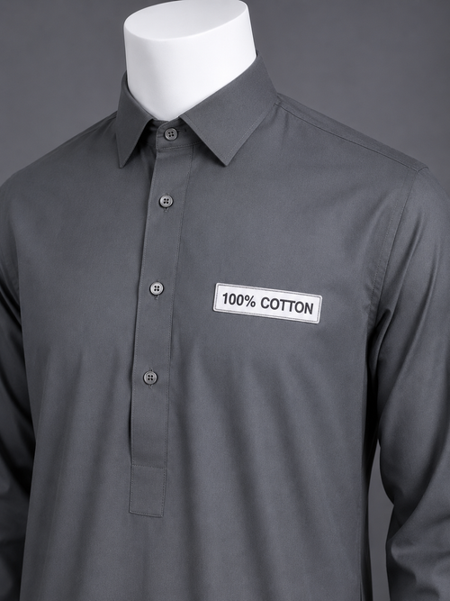 Charcoal Grey 100% Cotton Shalwar Kameez