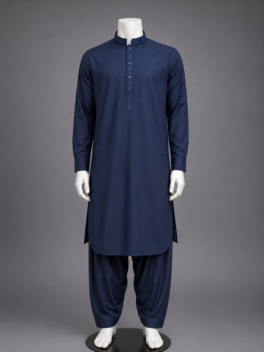 Navy Blue Embroidered Kurta Shalwar