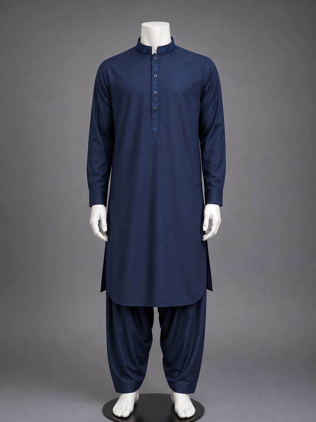 Navy Blue Embroidered Kurta Shalwar