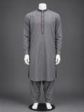 Steel Grey Embroidered Kurta Shalwar