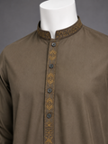 Mocha Brown Embroidered Kurta Shalwar