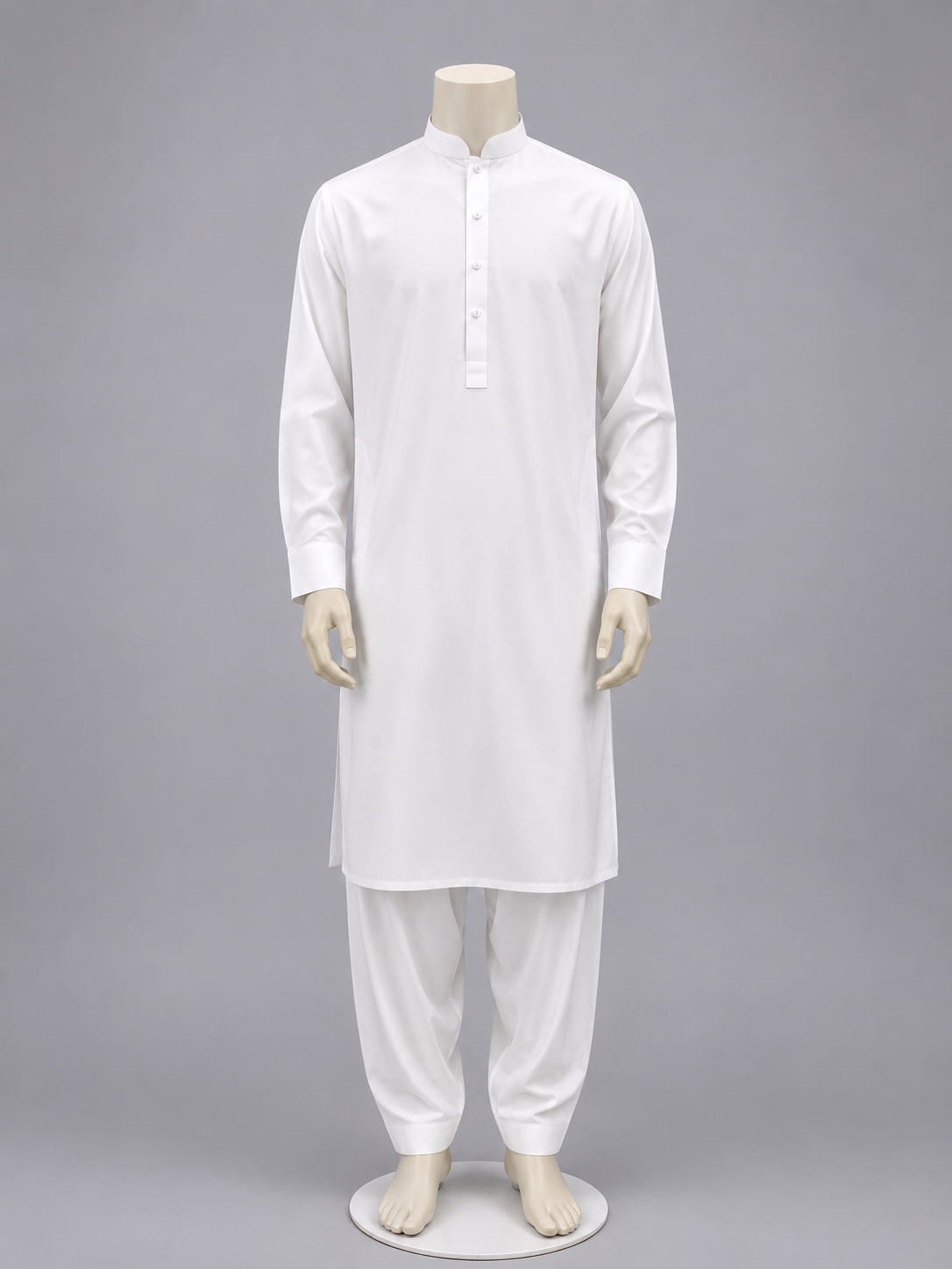White Band Collar Kurta Shalwar