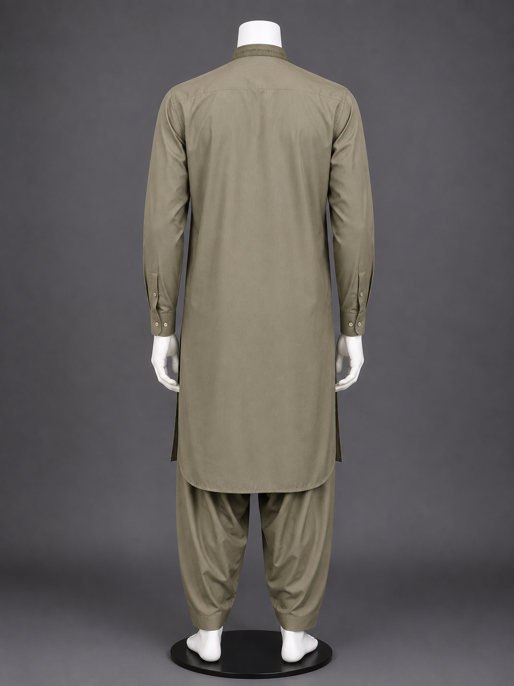 Olive Grey Embroidered Kurta Shalwar